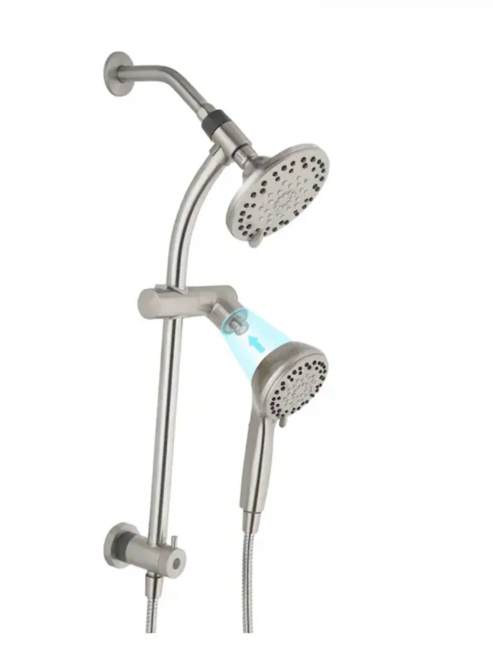 allen + roth Brushed Nickel Shower Slide Bar with Handheld Shower - Silver